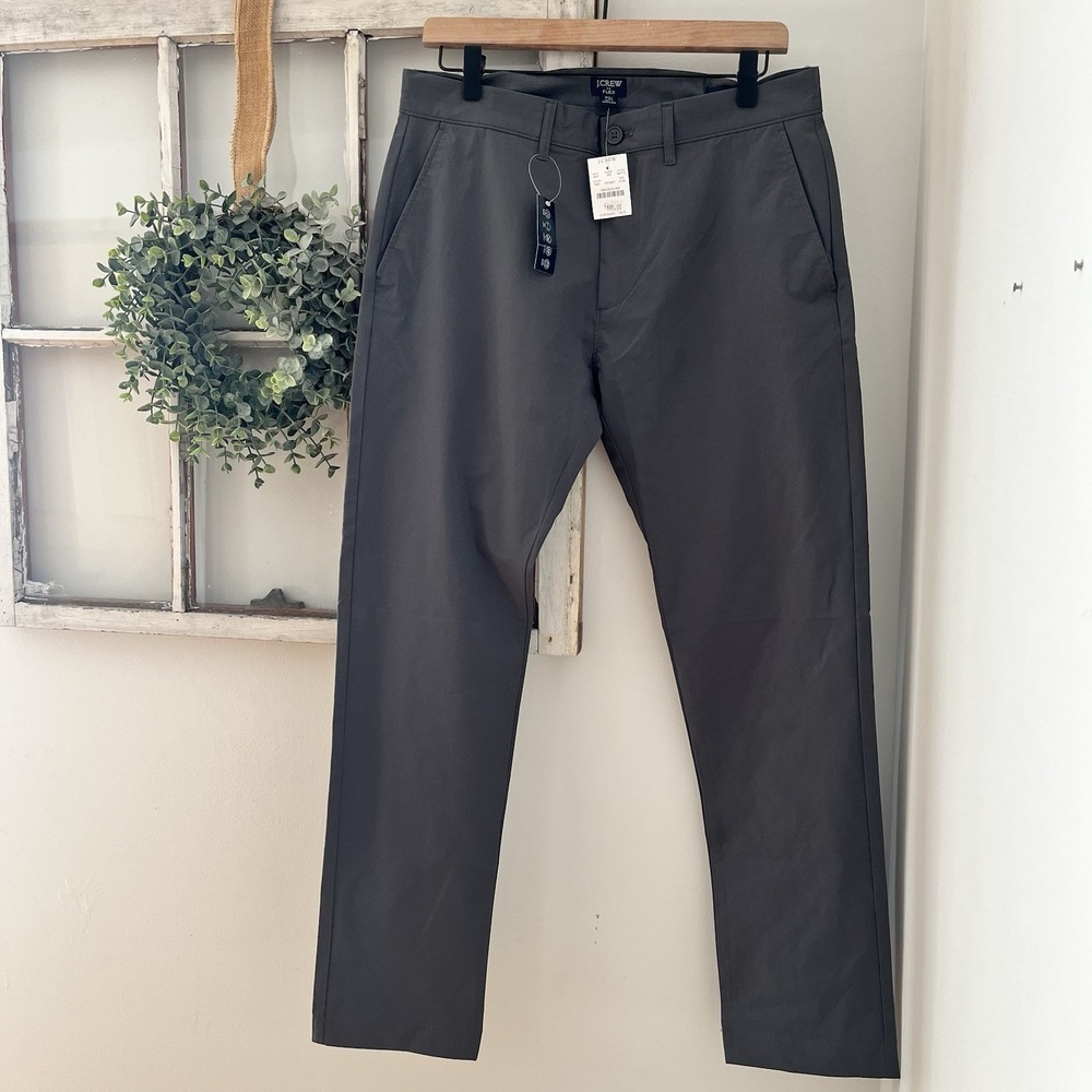 NWT J.CREW Flex Slim Mens Gray Tech Pants Size 31x32
